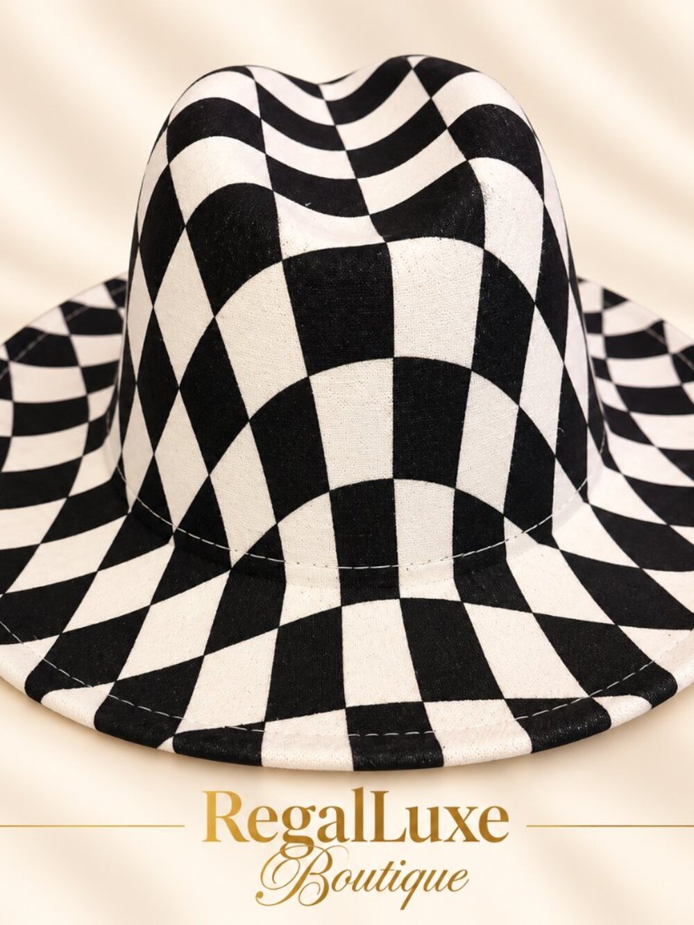 *Brand New* Checkered Wide Brim Women's Fedora